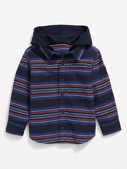 View large product image 1 of 2. Hooded Flannel Pocket Shirt for Toddler Boys