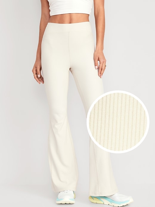 Image number 1 showing, Extra High-Waisted PowerSoft Ribbed Super Flare Leggings