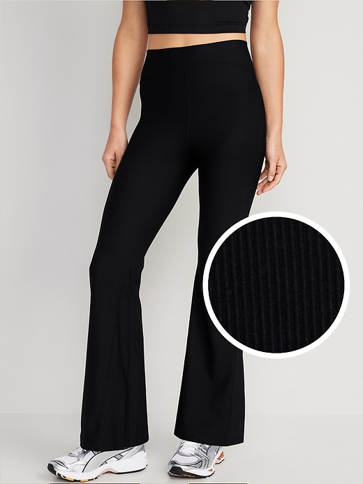Image number 1 showing, Extra High-Waisted PowerSoft Ribbed Super Flare Leggings