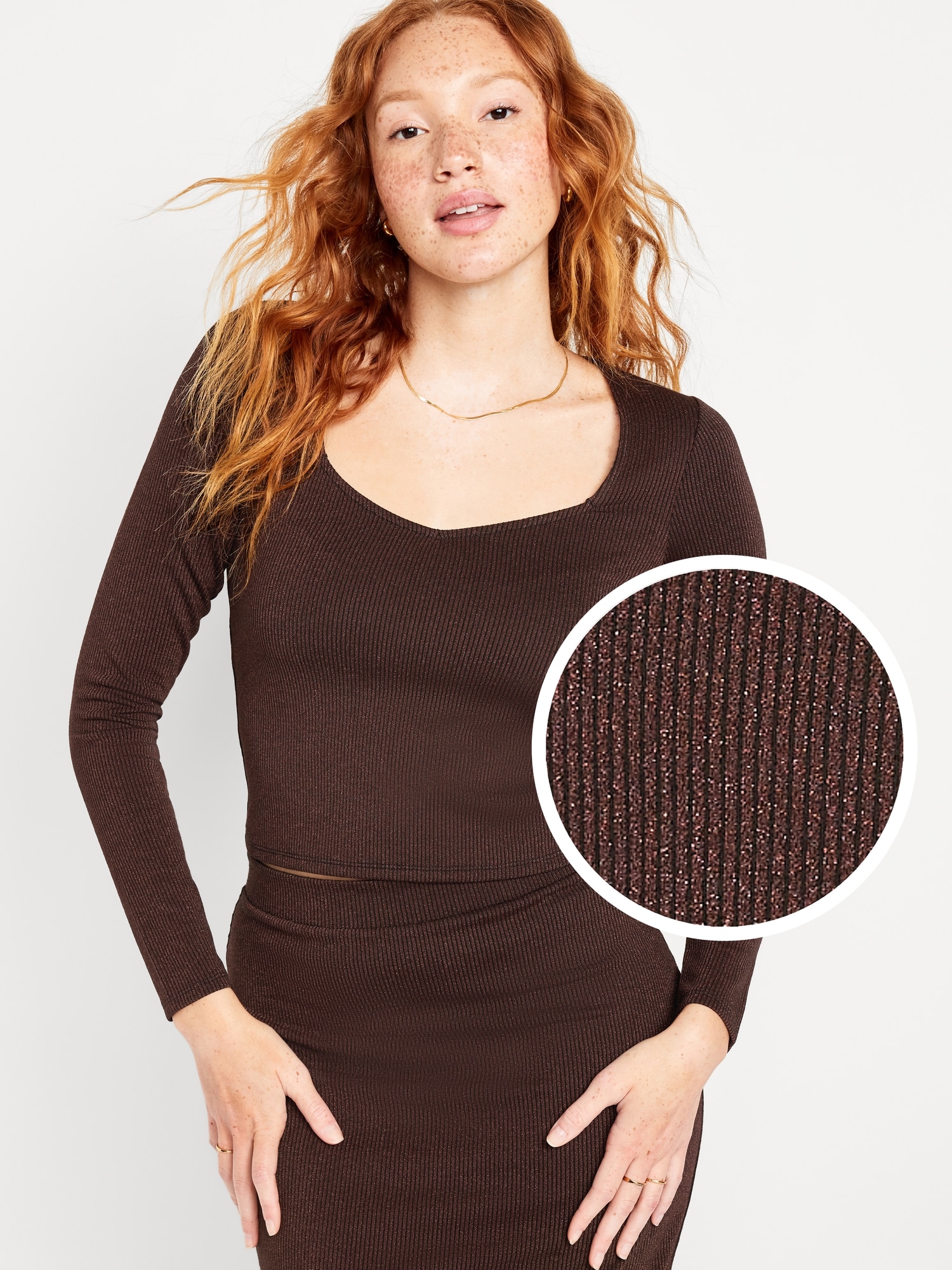 Fitted Rib-Knit Shine Top