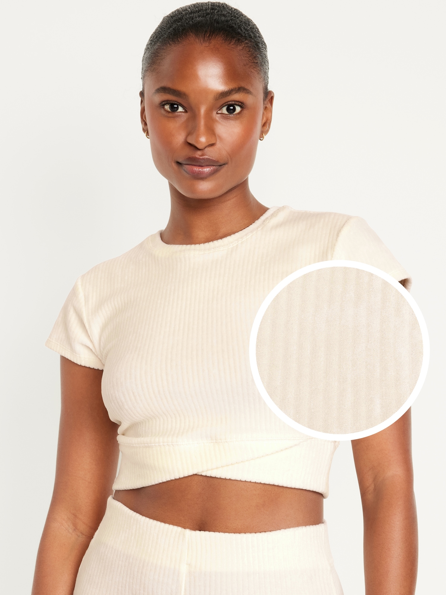 Ultra-Cropped Velour Performance Top