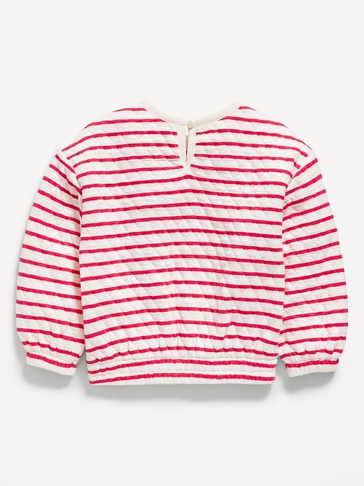 View large product image 2 of 2. Striped Crew-Neck Quilted Sweatshirt for Toddler Girls