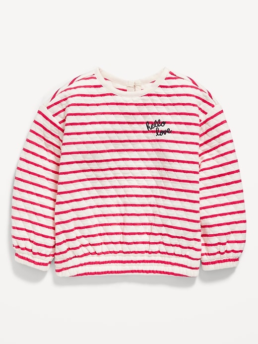 View large product image 1 of 2. Striped Crew-Neck Quilted Sweatshirt for Toddler Girls