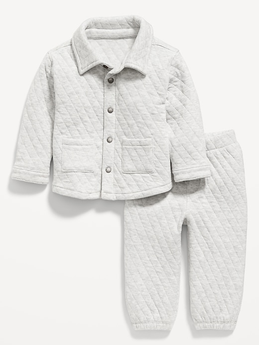 View large product image 1 of 3. Unisex Quilted Pocket Shirt and Sweatpants Set for Baby