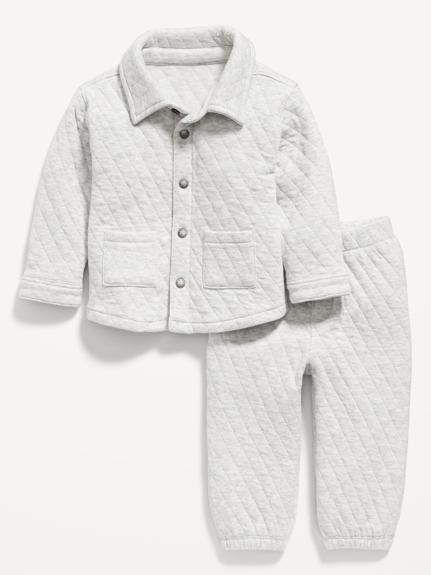 Unisex Quilted Pocket Shirt and Sweatpants Set for Baby