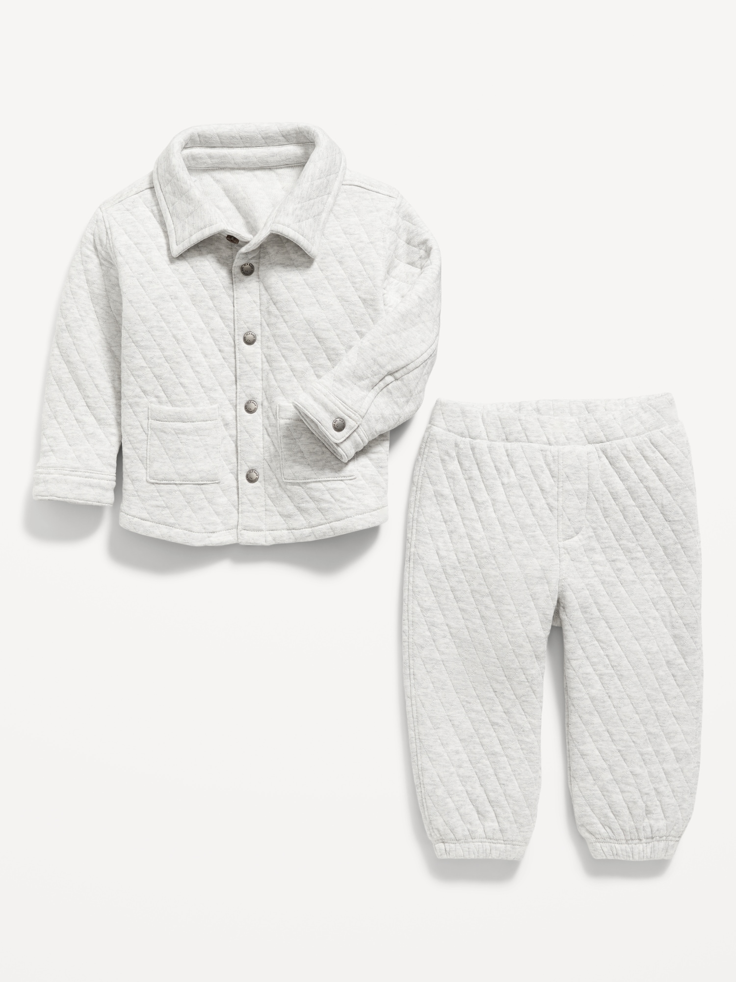 Unisex Quilted Pocket Shirt and Sweatpants Set for Baby