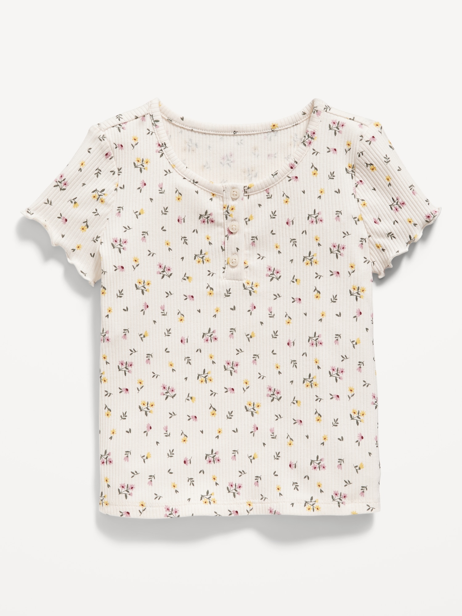Short-Sleeve Lettuce-Edge Henley T-Shirt for Toddler Girls | Old Navy