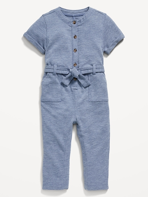 View large product image 1 of 1. Short-Sleeve Utility Jumpsuit for Baby