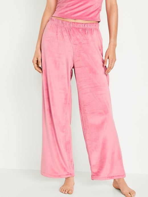 Image number 1 showing, High-Waisted Velour Pajama Pants