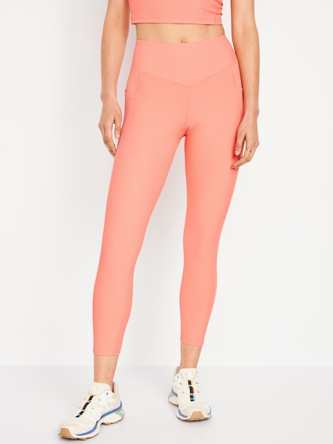 High-Waisted PowerSoft Ribbed 7/8 Leggings