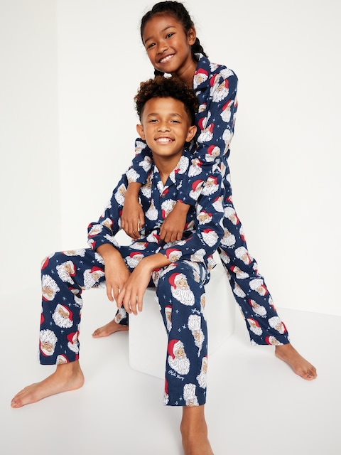 Gender-Neutral Printed Pajama Set for Kids - Santa Walnut (Match The Fam)