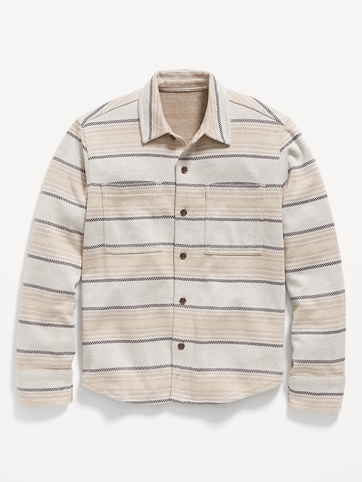 View large product image 1 of 1. Striped Cozy-Knit Pocket Shirt for Boys - Easter picture ideas for families