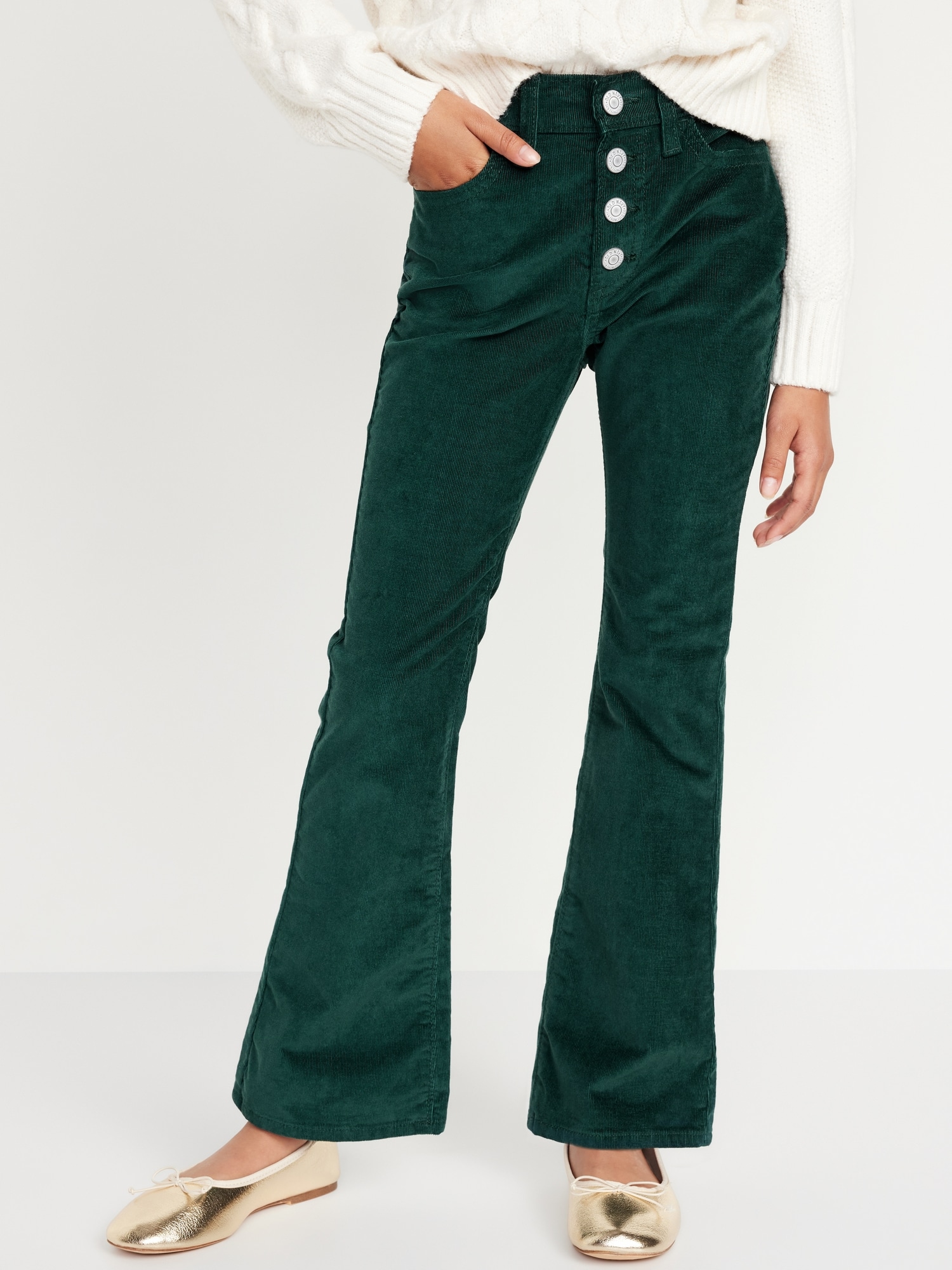 High-Waisted Button-Fly Corduroy Flare Pants for Girls | Old Navy