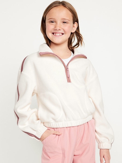 View large product image 1 of 4. Long-Sleeve Quarter-Zip Microfleece Top for Girls