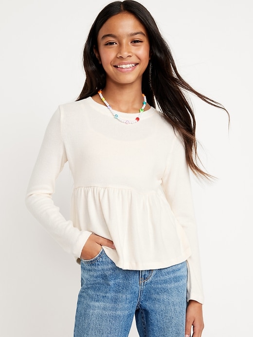 View large product image 1 of 4. Cozy-Knit Peplum Top for Girls