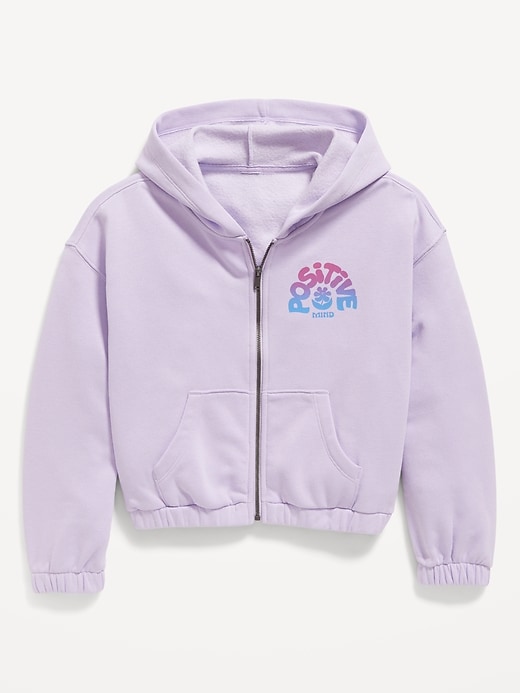 View large product image 1 of 1. Cinched-Hem Graphic Zip Hoodie for Girls