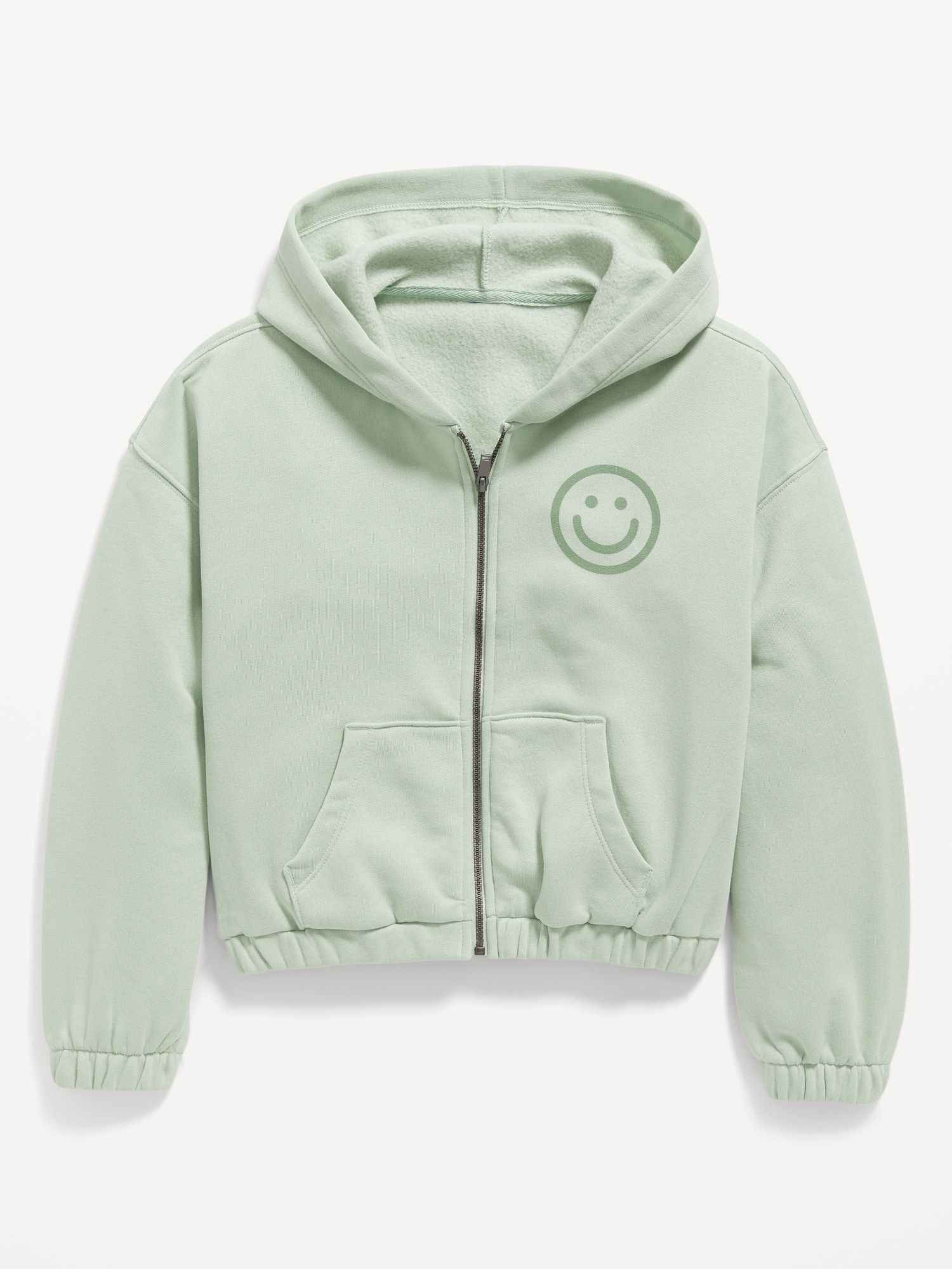 Cinched-Hem Graphic Zip Hoodie for Girls