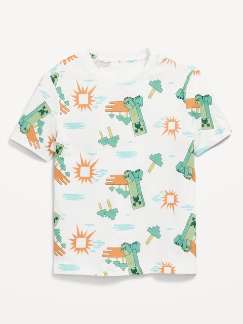 Minecraft™ Gender-Neutral Graphic T-Shirt for Kids - Bright White