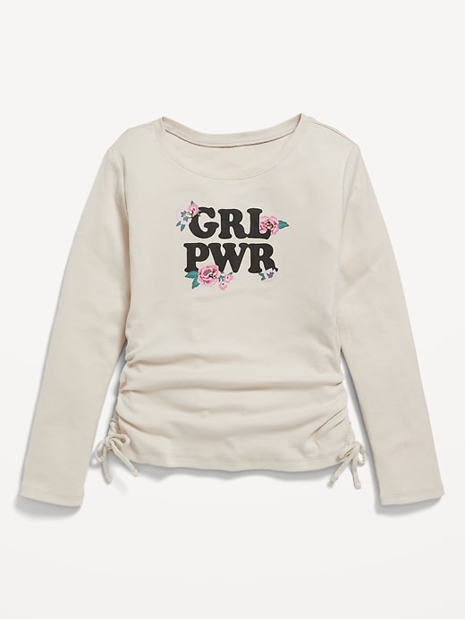 Long-Sleeve Side-Ruched Graphic T-Shirt for Girls | Old Navy