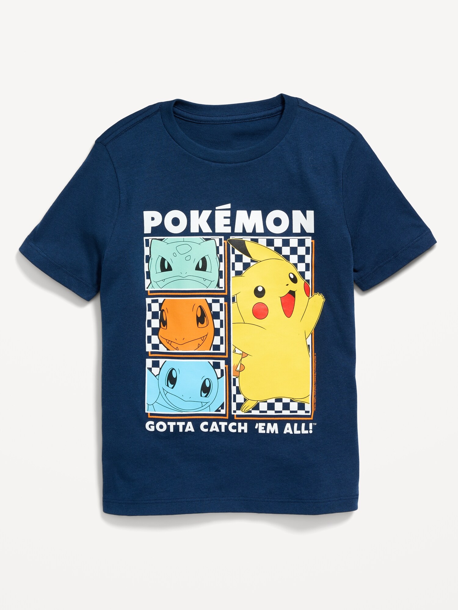 T-shirt Pokémon 100% Coton Pour Enfants - Design Avec Pikachu, Bulbasaur, Charmander, Squirtle