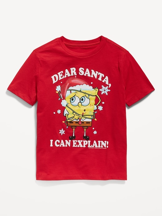 View large product image 1 of 2. SpongeBob SquarePants™ Gender-Neutral Holiday Graphic T-Shirt for Kids