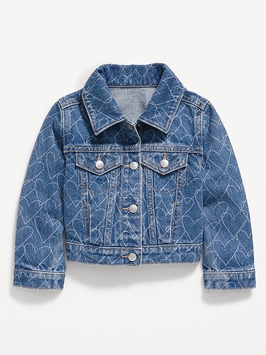 View large product image 1 of 1. Printed Cropped Trucker Jean Jacket for Toddler Girls