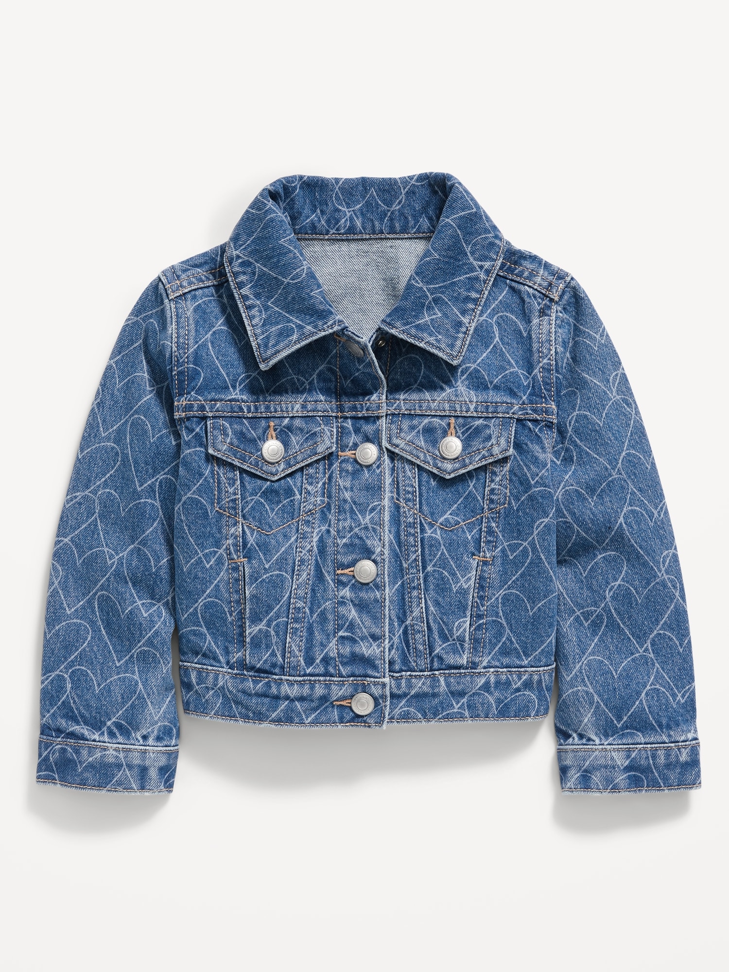 Printed Cropped Trucker Jean Jacket for Toddler Girls | Old Navy