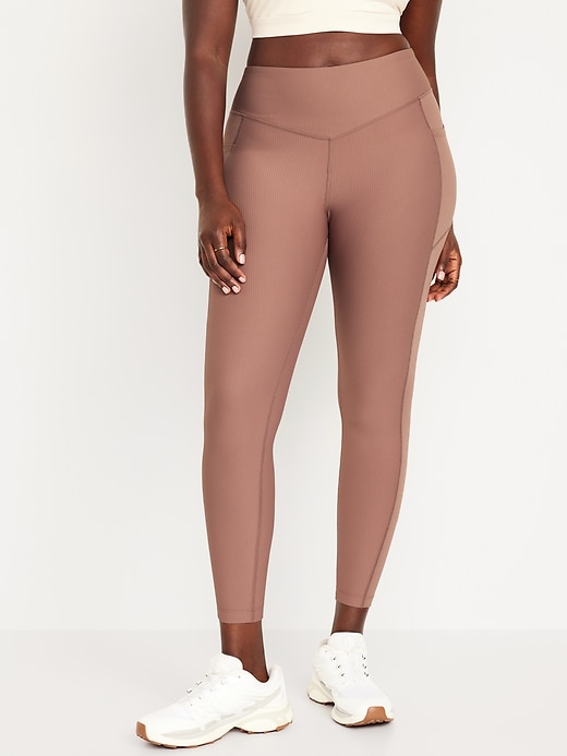Image number 5 showing, High-Waisted PowerSoft Ribbed 7/8 Leggings