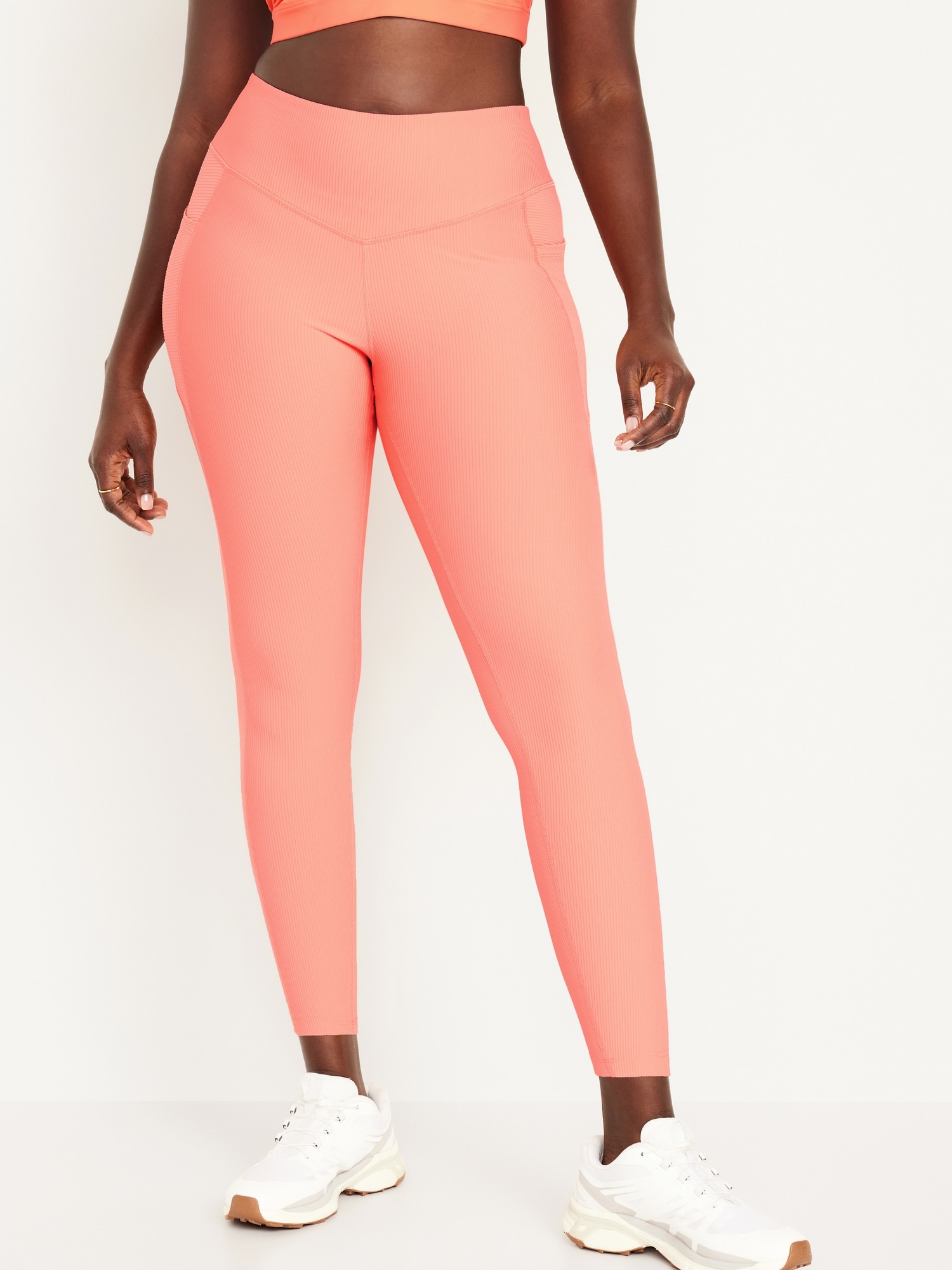 High-Waisted PowerSoft Rib-Knit 7/8 Leggings for Women, Old Navy