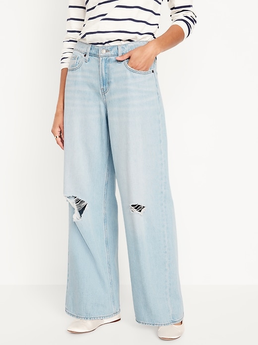 Image number 1 showing, Mid-Rise Baggy Wide-Leg Jeans