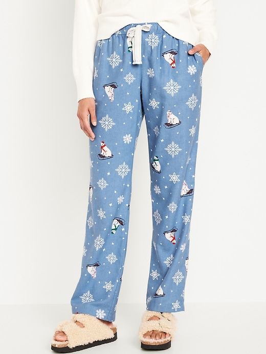 Old Navy Flannel Winter Sleep Lounge Pajama Pants Polar Bear Gray Women M