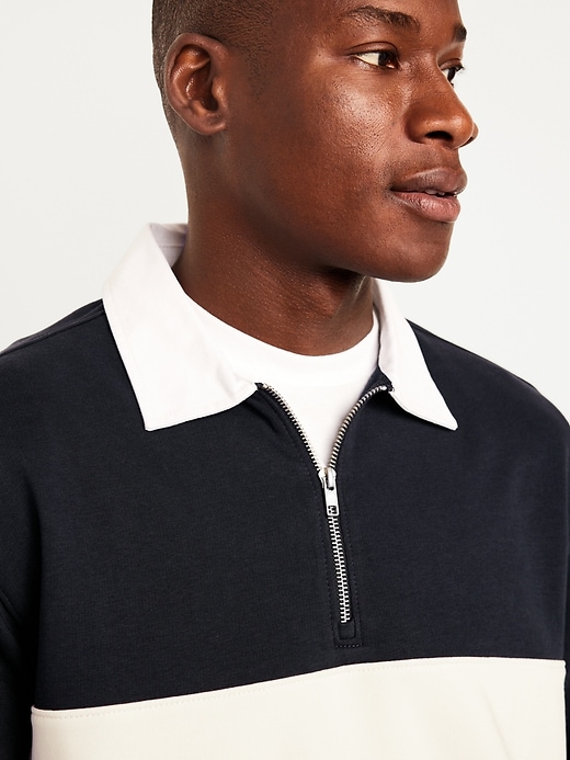 Image number 6 showing, Quarter Zip Rugby Stripe Polo
