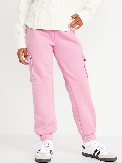 View large product image 1 of 5. High-Waisted Fleece Cargo Jogger Pants for Girls