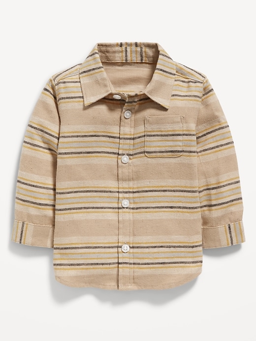 View large product image 1 of 2. Long-Sleeve Striped Linen-Blend Shirt for Baby