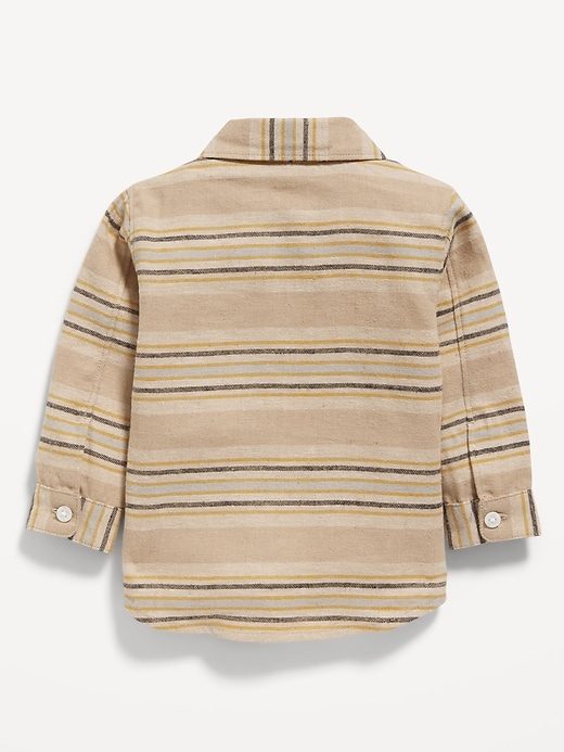 View large product image 2 of 2. Long-Sleeve Striped Linen-Blend Shirt for Baby