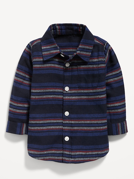 View large product image 1 of 1. Long-Sleeve Striped Linen-Blend Shirt for Baby