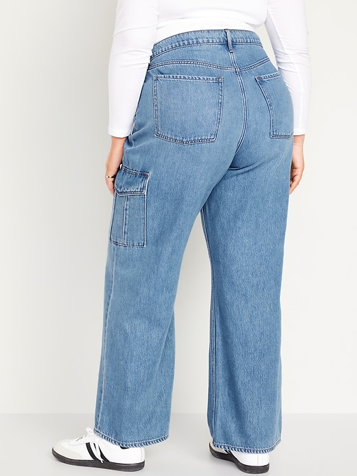 Image number 8 showing, Extra High-Waisted Wide-Leg Cargo Jeans