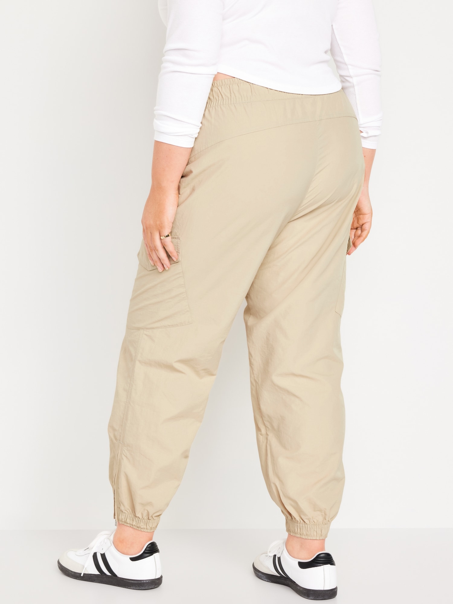 Womens Cargo Pants Pants Casual Zipper Fly High Waist Khaki S 