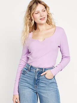 argue RANDOM RIB KNIT T-SHIRTS ネイビー　ロンT & OTHER STORIES Sheer Rib-Knit T-Shirt | endource