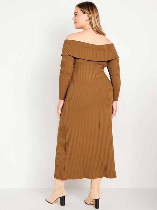 rib knit off shoulder maxi dress Phylis Off The Shoulder Maxi Dress | Slate | Womens