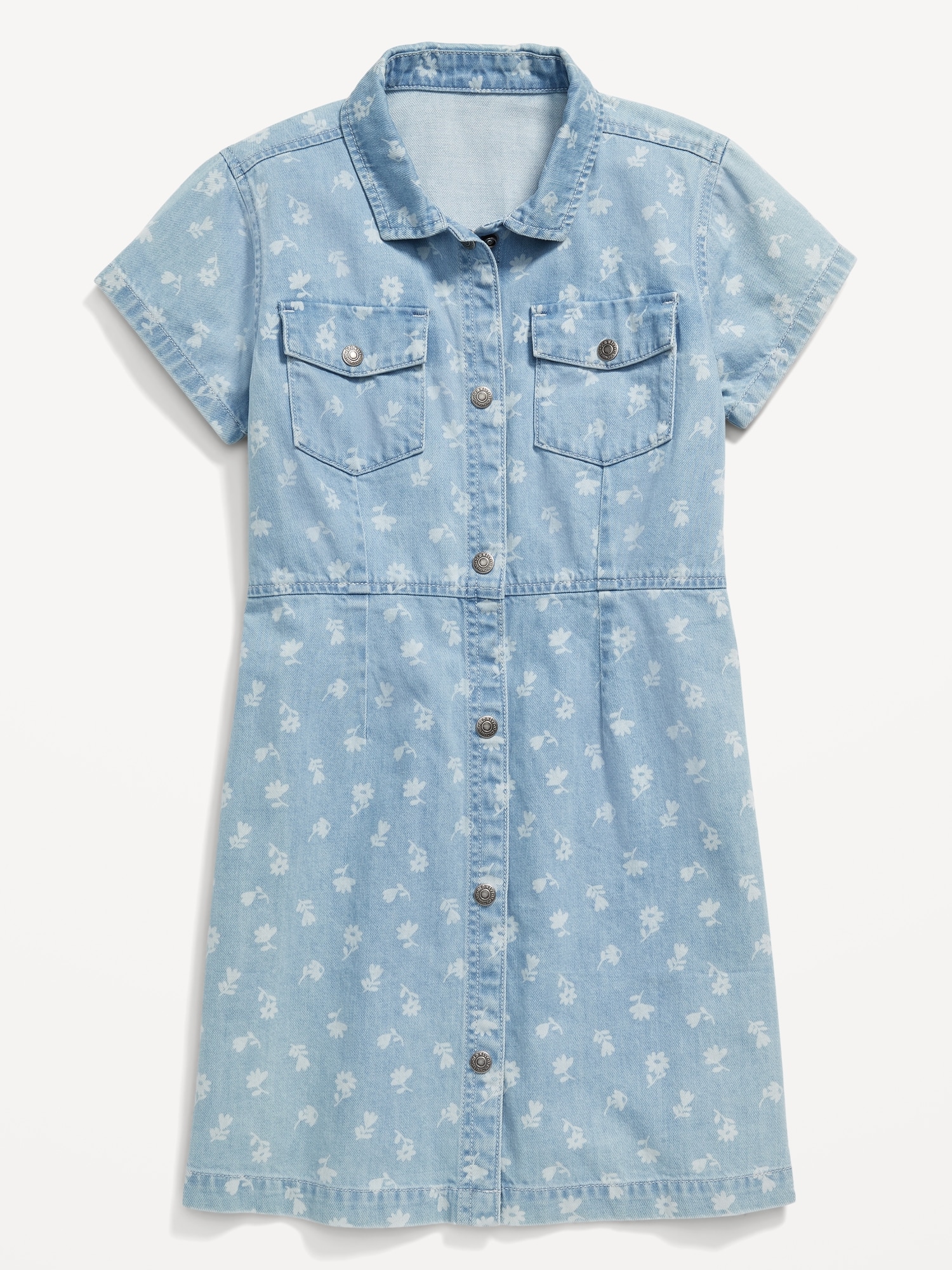 Fit and Flare Printed Shirt Dress for Girls
