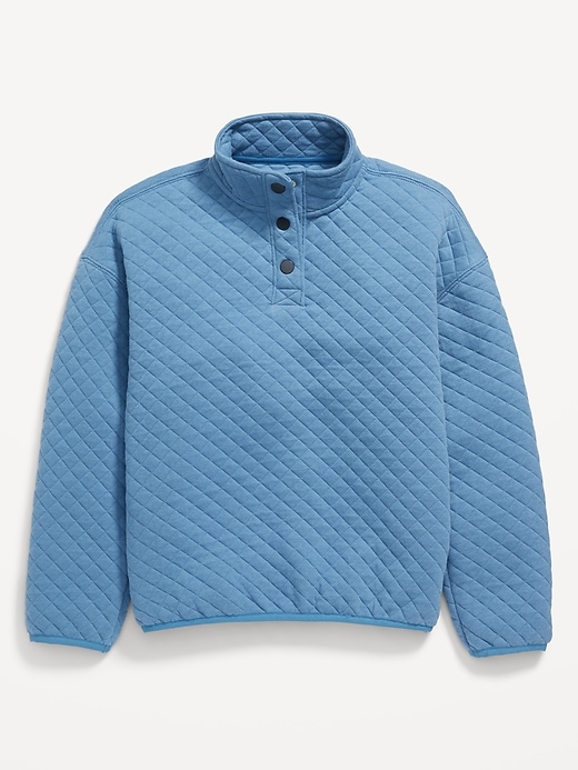View large product image 1 of 1. Long-Sleeve Quilted 1/4 Snap-Button Sweater for Boys