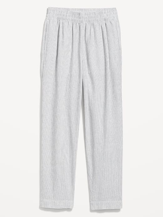 Image number 4 showing, High-Waisted Linen-Blend Straight Pants