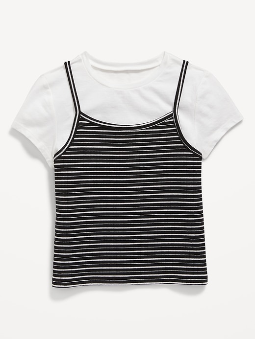 View large product image 1 of 2. 2-In-1 Striped Cami & T-Shirt for Girls