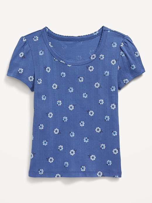 View large product image 1 of 1. Printed Short-Sleeve Pointelle Top for Girls