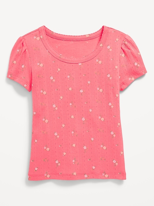 View large product image 1 of 2. Printed Short-Sleeve Pointelle Top for Girls