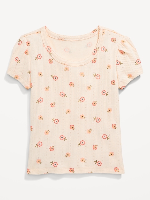 View large product image 1 of 2. Printed Pointelle-Knit Scoop-Neck Top for Girls