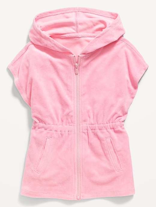 View large product image 1 of 2. Hooded Cinched-Waist Swim Cover-Up Dress for Toddler Girls