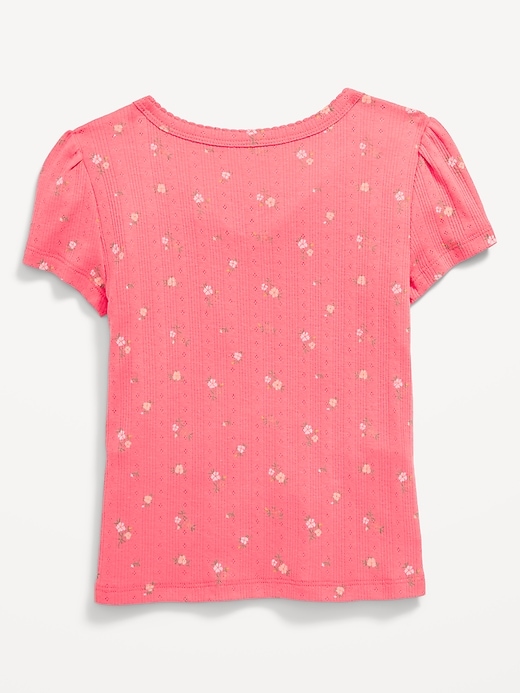 View large product image 2 of 2. Printed Short-Sleeve Pointelle Top for Girls