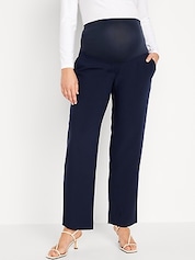 Maternity Rollover-Waist Barrel-Leg Workwear Pants